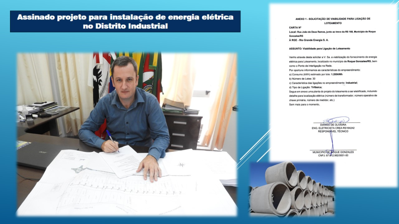 Assinado projeto para instalação de energia elétrica no Distrito Industrial